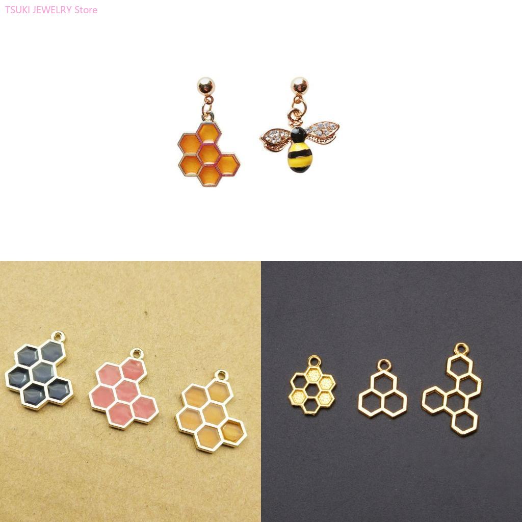 Bezels Pendant Resin - 62KE 10x/Set colgante panal dorado, marco