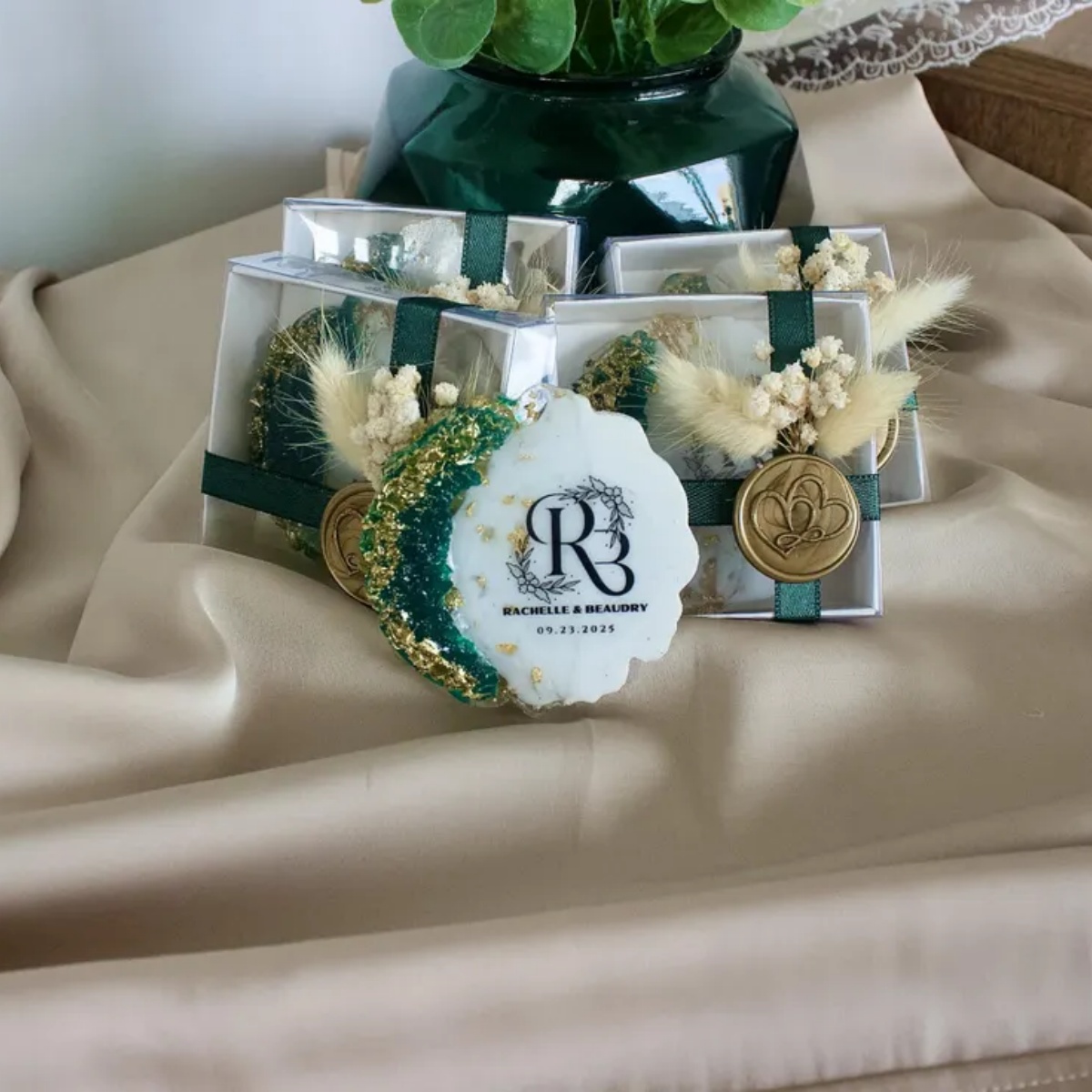 Resin Art Design For Wedding - Favor de imán epoxi de boda