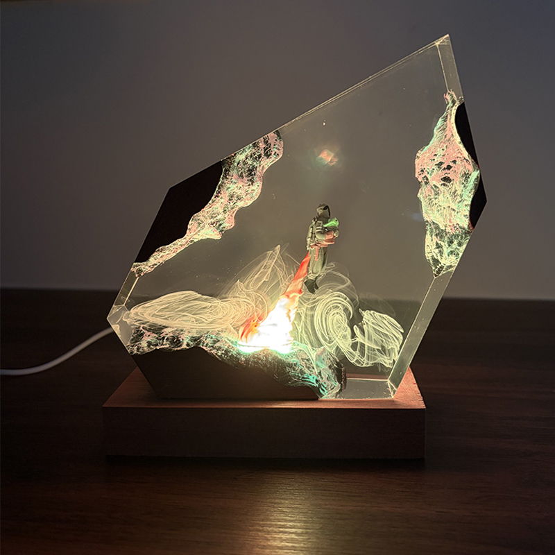Resin Art Resin - Lámpara de Mesa de Resina con
