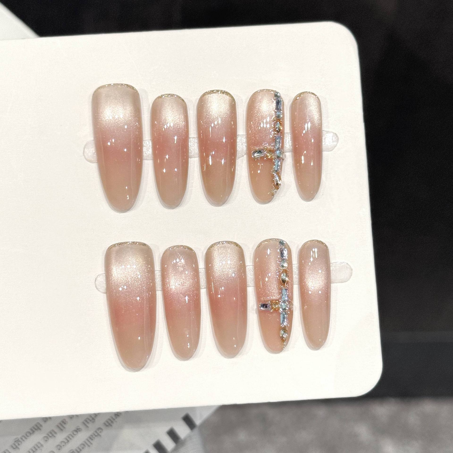10 Uñas Postizas Ovaladas Hech - Pearl Powder Resin reseña y precio