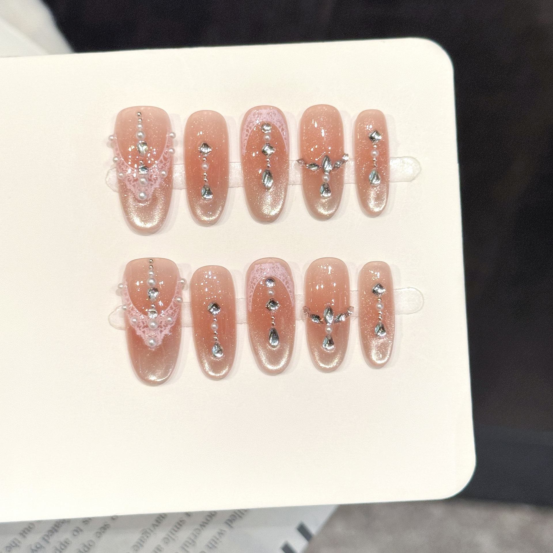10 Uñas Postizas Ovaladas Hech - Pearl Powder Resin reseña y precio