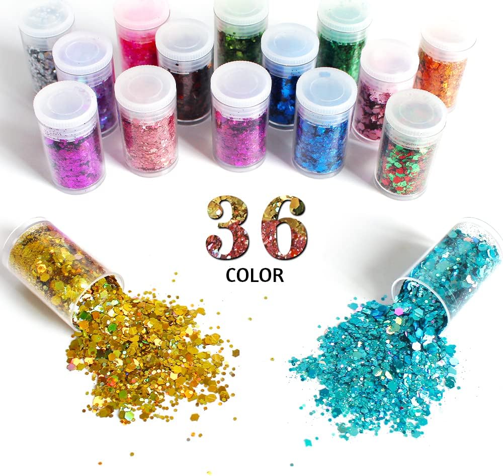 36 colores holográficos brillo - Pearl Powder Resin reseña y precio